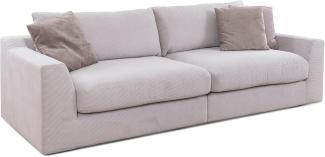 CAVADORE Big Sofa Fiona / Megasofa in Cord mit tiefen Sitzflächen und weicher Polsterung / Cordsofa / 276 x 90 x 109 / Cordstoff Hellgrau