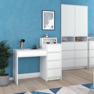 Vicco Schminktisch Naara Weiß 110,5 cm mit 5 Schubladen