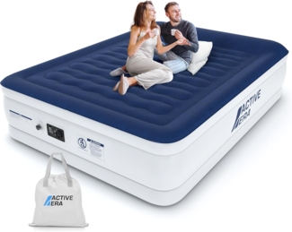 Active Era Luxus Doppel Luftbett – selbstaufblasendes Gästebett mit eingebauter, elektrischer Pumpe, integriertem Kissen und besonderer Luftträger Technologie - 203 x 152 x 56 cm