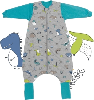schlummersack Baby Schlafsack mit Füßen 2.5 Tog 80 cm Dino aus Modal | Schlafsack mit Beinen und verlängerten Bündchen für eine Körpergröße von 80-90cm