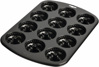 Original Kaiser Inspiration Mini Gugelhupfform Blech für 12 Muffins, Muffin Backblech 38x27 cm, Standardgröße, Cupcake Formen klein,antihaftbeschichtet, kurze Backzeit, Schwarz