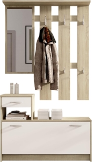 Forte 'Foxi ' Garderobenset 2-tlg. in Sonoma Eiche hell sägerau und weiß, 98x180 cm
