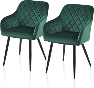 TUKAILAI Esszimmerstühle 2er Set, Küchenstühle Samt,Polsterstühle Wohnzimmerstühle Sessel mit Armlehnen Rückenlehne Metallbeinen, für Küche Esszimmer Wohnzimmer, bis 120kg