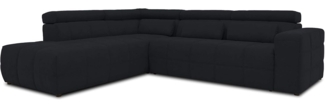 DOMO. collection Brandon Ecksofa, Sofa mit Rückenfunktion in L-Form, Polsterecke, Eckgarnitur, schwarz, Ottomane links