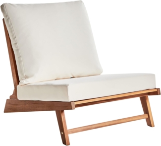 Stuhl mit Sitzkissen MICCIANO Akazienholz Cremeweiß