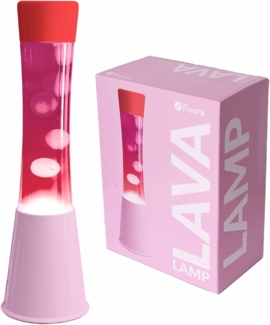 FISURA - Lavalampe pink Rosa Basis, rosa Flüssigkeit, transparent lava und roter Deckel. Lavalampe mit Ersatzbirne. Maße: 11 x 11 x 39,5 Zentimeter