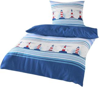 TRAUMSCHLAF Bettwäsche Leuchtturm, Seersucker, 3 teilig, bügelfreie Seersucker Qualität