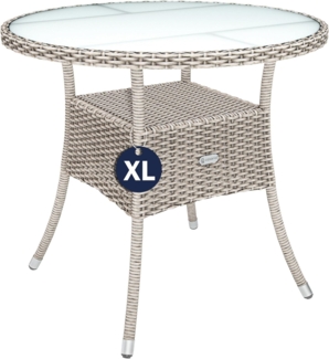 CASARIA® Polyrattan Balkontisch Beistelltisch Rund Ø 80cm Grau Beige
