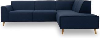 DOMO Collection Ecksofa Jules, Skandinavisches Sofa mit Federkern, 263 x 191 x 81 cm, Eckcouch in dunkelblau