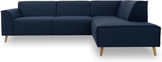 DOMO Collection Ecksofa Jules, Skandinavisches Sofa mit Federkern, 263 x 191 x 81 cm, Eckcouch in dunkelblau