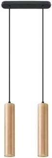 Sollux Lino 2 Hängelampe schwarz, Natur Holz 2x GU10 dimmbar 30 x 6 x 90 cm
