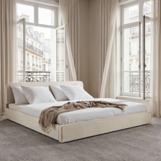 IDIMEX Polsterbett LATINI, Bett 180x200 cm mit Kopfteil höhenverstellbar und Lattenrost Cremeweiß