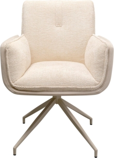 Kare Design Drehstuhl Hilla, Weiß, 49 cm Sitzhöhe, Esszimmerstuhl, Polsterstuhl, mit Armlehnen, 180 Grad Drehbar, Wohnzimmer, 86 x 63 x 64 cm (H/B/T)