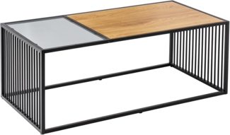 riess-ambiente Couchtisch ARCHITECTURE 100cm schwarz / natur (Einzelartikel, 1-St), Wohnzimmer · Glas · Metall · Holz-Optik · Industrial Design