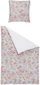 Irisette Crown Mako-Satin Bettwäsche 135x200 Wende Blumen grau rosa 8453-90
