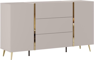 Vente-unique - Sideboard mit 2 Türen & 3 Schubladen - Beige & Goldfarben - MARZIALO