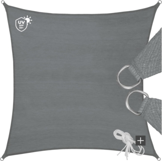 Polyethylen Sonnensegel Quadratisch, 4x4 m grau