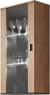 Hängevitrine Soho S02 (Farbe: Lefkas Eiche / Lefkas Eiche + Schwarz, ohne Beleuchtung)