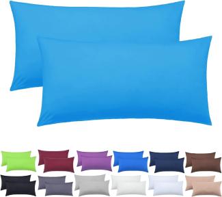 NatureMark 2er Pack Jersey Kissenbezug Kissenhülle Kissenbezüge Seitenschläferkissen Nackenkissen viele Größen und Farben ÖKO-TEX (40 x 80 cm, Türkis)