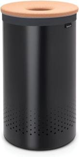 Brabantia Wäschebox mit Korkdeckel, 60L, Black, Stahl, 60 L