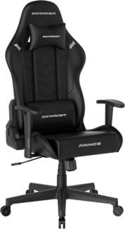 Robas Lund DXRacer Prince L PF132 Gaming-/ Büro-/ Schreibtischstuhl, mit Wippfunktion Gaming Stuhl Höhenverstellbarer Drehstuhl PC Stuhl Ergonomischer Chefsessel, schwarz