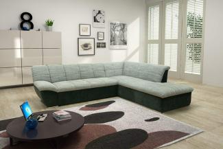 DOMO Collection Splash Ecksofa / L-Form / Größe: 271 x 232 x 76 cm (BxTxH) / Grobgewebe in weiss-grau & elegante Mircofaser in schwarz / moderne Eckcouch mit breiten Armlehnen