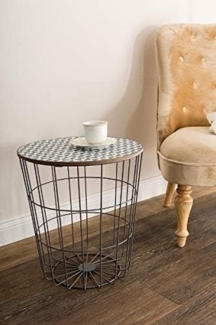 Beistelltisch Eugen 40 x 40 x 42 cm Metallkorb mit abnehmbarer MDF-Platte