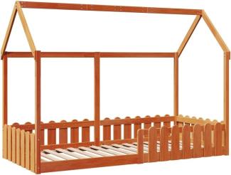 vidaXL Kinderbett Hausbett Wachsbraun 90x190 cm Massivholz Kiefer 850694