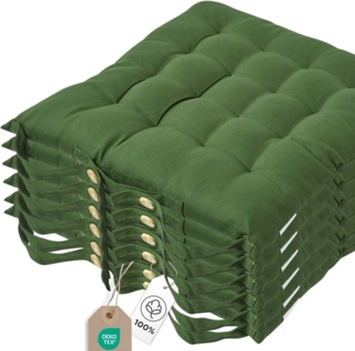 Homescapes Stuhlkissen 6 Stuhlkissen olivgrün, 40 x 40 cm