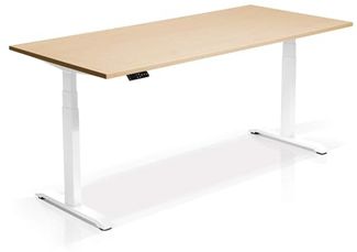 Möbel-Eins OFFICE ONE elektrisch höhenverstellbarer Schreibtisch / Stehtisch, Material Dekorspanplatte weiss ahornfarbig 200x80 cm