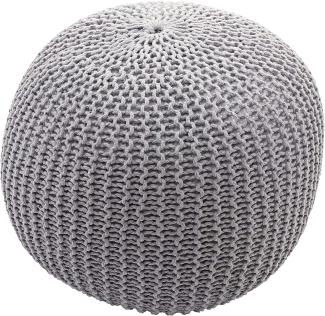 Pouf HWC-E16, Strickhocker Sitzhocker Strickpouf, Strickoptik 40x50cm ~ grau