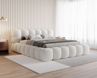 Chilly Möbel Polsterbett Stone Weiß Bouclé Stoff 140x200 cm mit Stauraum Quelle 01