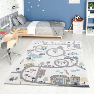 Carpet City Kinderteppich Anime9376, rechteckig, Höhe: 11 mm, Straßen-Spiel-Teppich, Auto, Weicher Flor, Pflegeleicht, Kinderzimmer