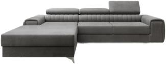 Designer Sofa Melinda mit Schlaf- und Klappfunktion Samt Grau Links