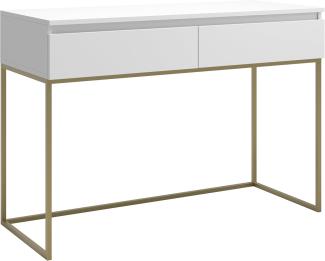 Selsey 'Bemmi' Schminktisch Schreibtisch, weiß mit goldenem Metallgestell, ca. 80 x 120 x 50 cm