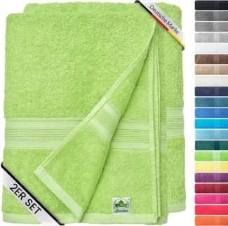 leevitex® Saunatuch Frottee XXL, (2-St), 80x200 cm, extra groß & saugfähig, Apfelgrün/Hellgrün