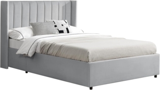 Juskys 'Savona' Polsterbett mit Stauraum und Lattenrost, Samt, Hellgrau, 140x200 cm