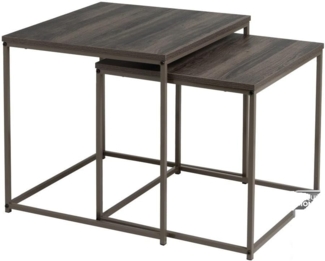 Set mit 2 Beistelltischen aus PB und Metall in Grau