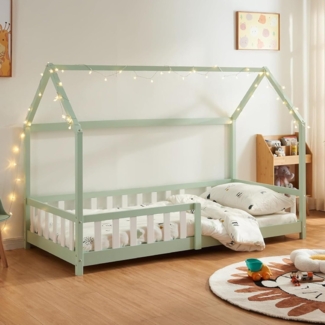 Hausbett Hesel mit Rausfallschutz 90x200cm Mintgrün [en. casa]