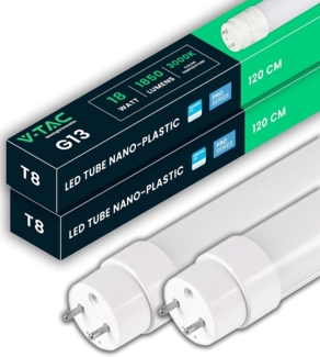 V-TAC 2x LED Röhre 120 CM - T8 - G13-Fassung 18W - 1850 Lumen - Samsung Chip - LED-Röhren für Decke, Wand, Garage, Geschäft - T8 Röhre - Ersatz für Neonröhren - Licht 3000K Warmweiß