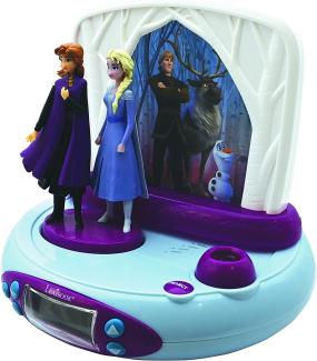 Lexibook RP510FZ_50 Disney Frozen Die Eiskönigin 2 ELSA & Anna, Projector-wecker mit Klingeltönen, Nachtlicht, projeziert die Zeit an die Wand, Soundeffekte, mit Batterien, Blau/lila
