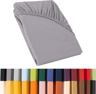 CelinaTex Relax Boxspringbett Wasserbett Spannbettlaken 140x200-160x220 cm Platin grau Jersey Mako Baumwolle 160g/qm Laken