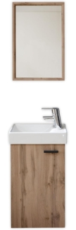 AMY Waschbecken mit Unterschrank und Spiegel in Wildeiche Optik - Kompakter Waschtisch ideal für Gäste WC - 41 x 165 x 23 cm (B/H/T)