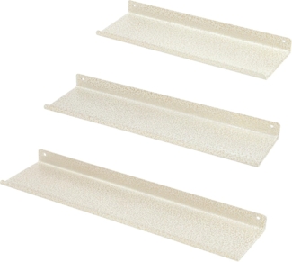Uten Wandregal, Schweberegal aus Metall, 3er Set, Regale für Wände für Büche, Dekos, Wohnzimmer, Schlafzimmer, Badezimmer, Küche, Weiss