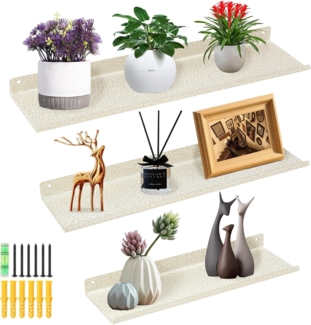 Uten Wandregal, Schweberegal aus Metall, 3er Set, Regale für Wände für Büche, Dekos, Wohnzimmer, Schlafzimmer, Badezimmer, Küche, Weiss