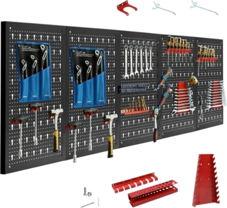 CCLIFE Lochwand Werkzeugwand Lochwand Metall Werkzeuglochwand Dreiteilig, 5 Stk, mit 43 Haken