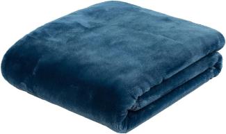 Premium Cashmere Kuscheldecke Tagesdecke Wohndecke 220 x 240 cm - Blau (50)