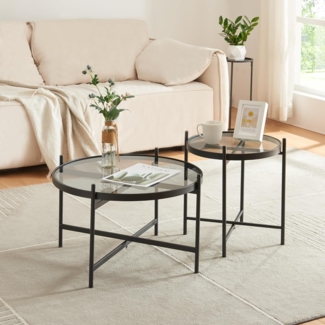 Couchtischset Lier 2-tlg. Glasplatte Schwarz [en. casa]