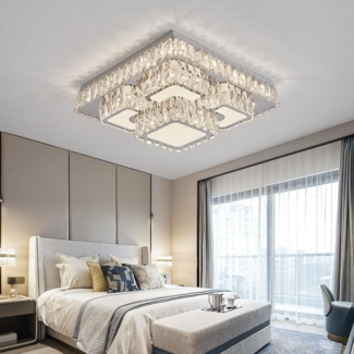 Eurotondisplay LED Deckenleuchte LED Deckenleuchte Kristall Lichtfarbe einstellbar mit Fernbedienung, LED fest integriert, Tageslichtweiß, Lichtfarbe und Helligkeit mit Fernbedienung oder App einstellbar