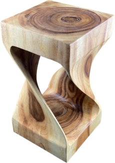 FaHome Beistelltisch Holzhocker Gedreht Geschwungen Natur Blumenhocker Massiv Beistelltisch